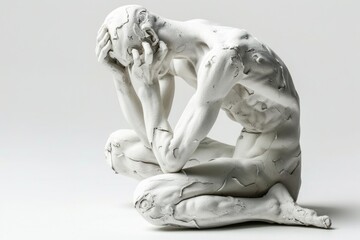 Poster - A statue of a man kneeling down. Suitable for various concepts