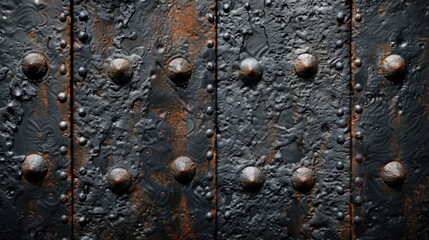 Poster - Detailed view of a metal surface with rivets, suitable for industrial concepts