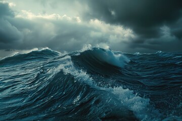 Aufkleber - A scenic view of a large body of water under a cloudy sky. Ideal for nature and travel concepts