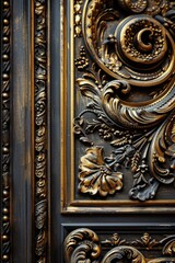 Poster - Detailed view of a gold and black door, suitable for architectural designs