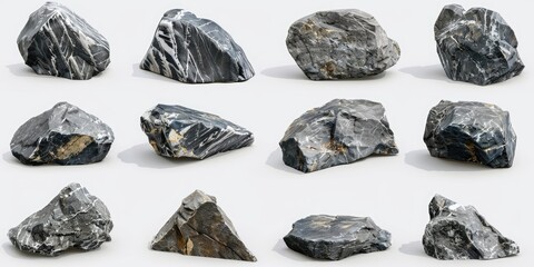 Wall Mural - Collection of rocks on a white background. Suitable for various design projects