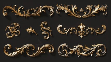 Aufkleber - Elegant golden ornaments on a sleek black background, perfect for luxury and festive concepts