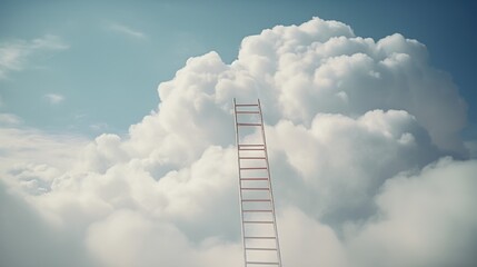 Poster - A ladder extending into the clouds. Suitable for business and aspiration concepts