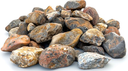 Poster - A pile of rocks on a white surface. Suitable for various design projects