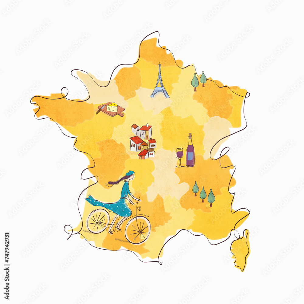 Illustrated Map Of France Stock Illustration Adobe Stock illustrated-map-of-france-stock-illustration-adobe-stock