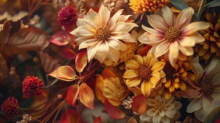 Poster - Close-up of a vibrant bunch of flowers, perfect for various design projects