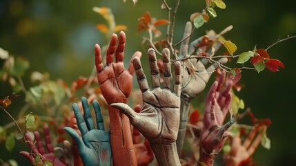 Poster - Hands painted reaching up, suitable for various concepts