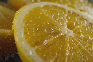 Poster - A close-up of a fresh slice of lemon, perfect for food and beverage concepts