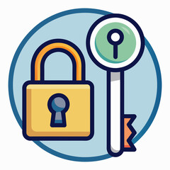 Wall Mural - lock icon on button