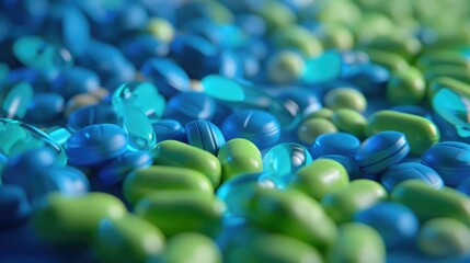 Aufkleber - Close up of blue and green beads, suitable for jewelry design