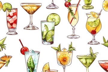 Poster - Assortment of different types of cocktails for parties and events