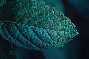 Poster - Detailed close up of a leaf on a plant, suitable for botanical and nature concepts