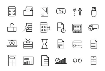 Accounting and audit icon set. Taxes and accounting line icons collection. Check and audit line icons collection.