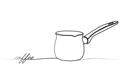 Poster - continuous drawing of a coffee maker in one line. vector