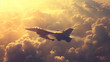 Fighter jet F-16 in the sky.