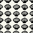 Vector seamless pattern. Monochrome naive surface design. Stylised graphic repeating texture. Underwater ocean life with shells and shellfishes.