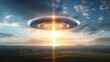 Flying ufo object in the sky with customizable area for personalized text and message