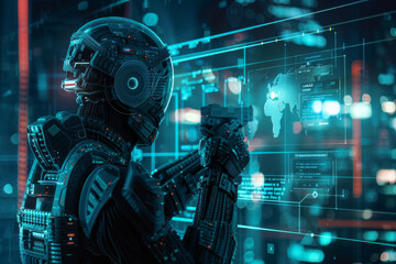 Poster - A robot is looking at a screen