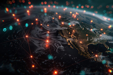 Poster - A computer generated image of the earth at night