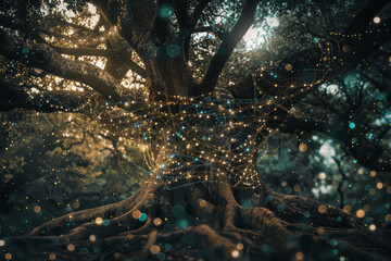 Poster - A tree with a lot of lights around it