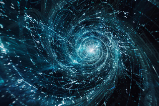 A computer generated image of a wormhole in space