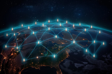 Poster - A globe with a lot of lights on it