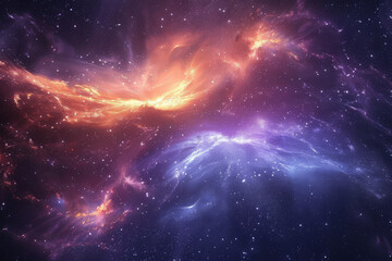 Poster - A purple and orange galaxy with a lot of stars