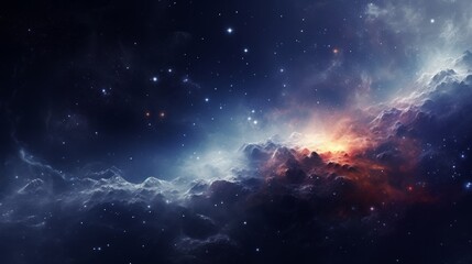 Wall Mural - Space background with realistic nebula and shining stars. Neural network AI generated art