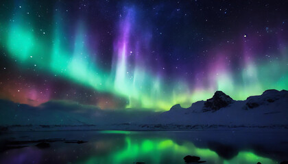 aurora borealis over the river