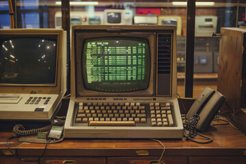 Sticker - An old commodore 80 computer sits on a desk