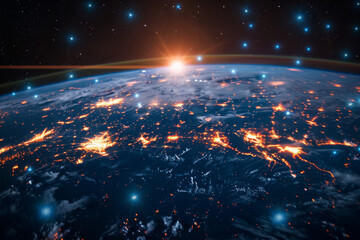 Poster - A view of the earth from space at night