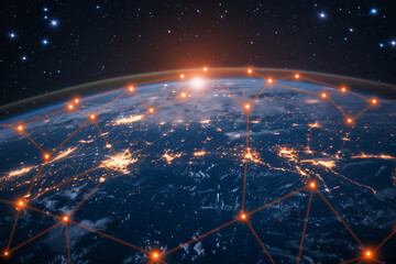 Poster - A view of the earth from space at night