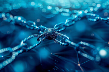 Aufkleber - A close up of a chain with a blue background