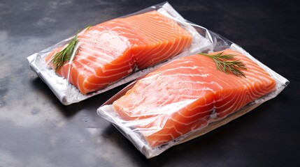 Sticker - two pieces of salmon in a plastic bag