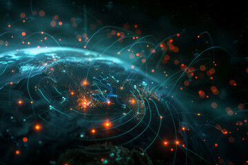 Fototapete - A computer generated image of the earth with a lot of lights