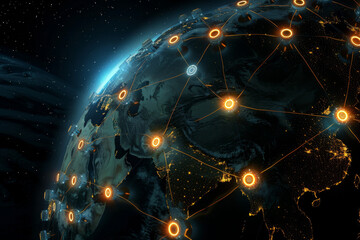 Poster - A globe with a network of circles around it