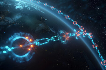 Fototapete - A computer generated image of a chain around the earth