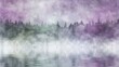 Ethereal mist swirling in lilac and green, tranquil pond reflecting sky colors, abstract spring view