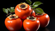 A close up of succulent persimmon showcased on black background