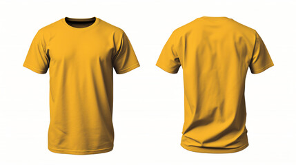 yellow t shirt mock up isolated on white background 
