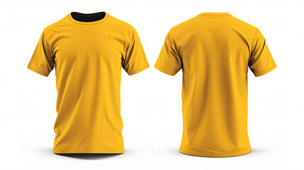 yellow t shirt mock up isolated on white background 