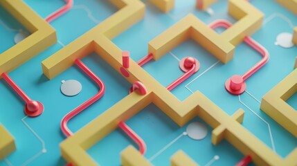Simple route through a complex business puzzle, strategy in problem-solving - simplicity in strategy