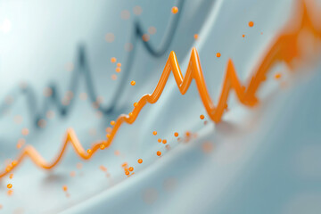 Abstract illustration of orange business analysis graphics on white background. Progress infographic background.