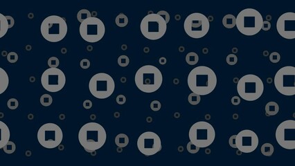 Poster - Stop media symbols float horizontally from left to right. Parallax fly effect. Floating symbols are located randomly. Seamless looped 4k animation on dark blue background