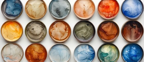 Poster - Set of watercolor hand painted circles