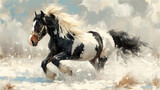 Fototapeta  - Pastel Illustration of tinker horse