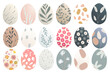 © Immersive Dimension - A Collection of Colorful Minimalist Easter Eggs Vectors With Abstract And Floral Patterns, Muted Tones. Easter Eggs Vector Set