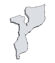 Sticker - Mozambique Outline 3D Silhouette Map