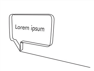 Fototapete - Speech bubble line art continuous one line drawing. Simple linear style. Dialogue, chat, thought cloud icon. Doodle. Vector illustration.