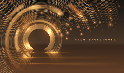 Poster - Abstract golden circle lines background